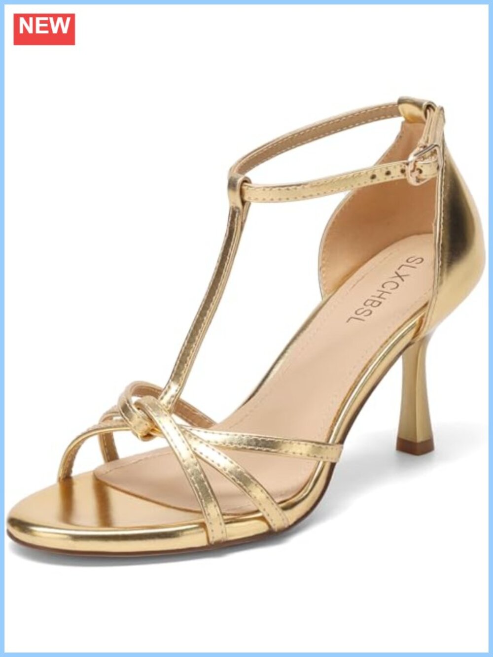 Women's Kitten Heel T-Strap Sandals 3 Inch Open Toe PU Leather